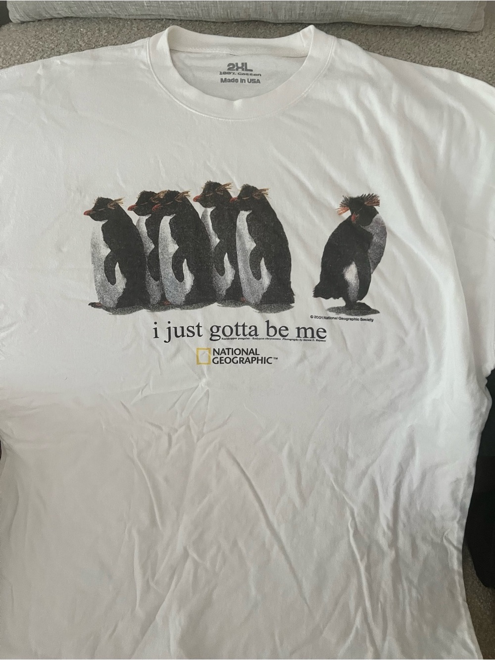 National Geographic White Short-Sleeve Tee with Penguin Graphic